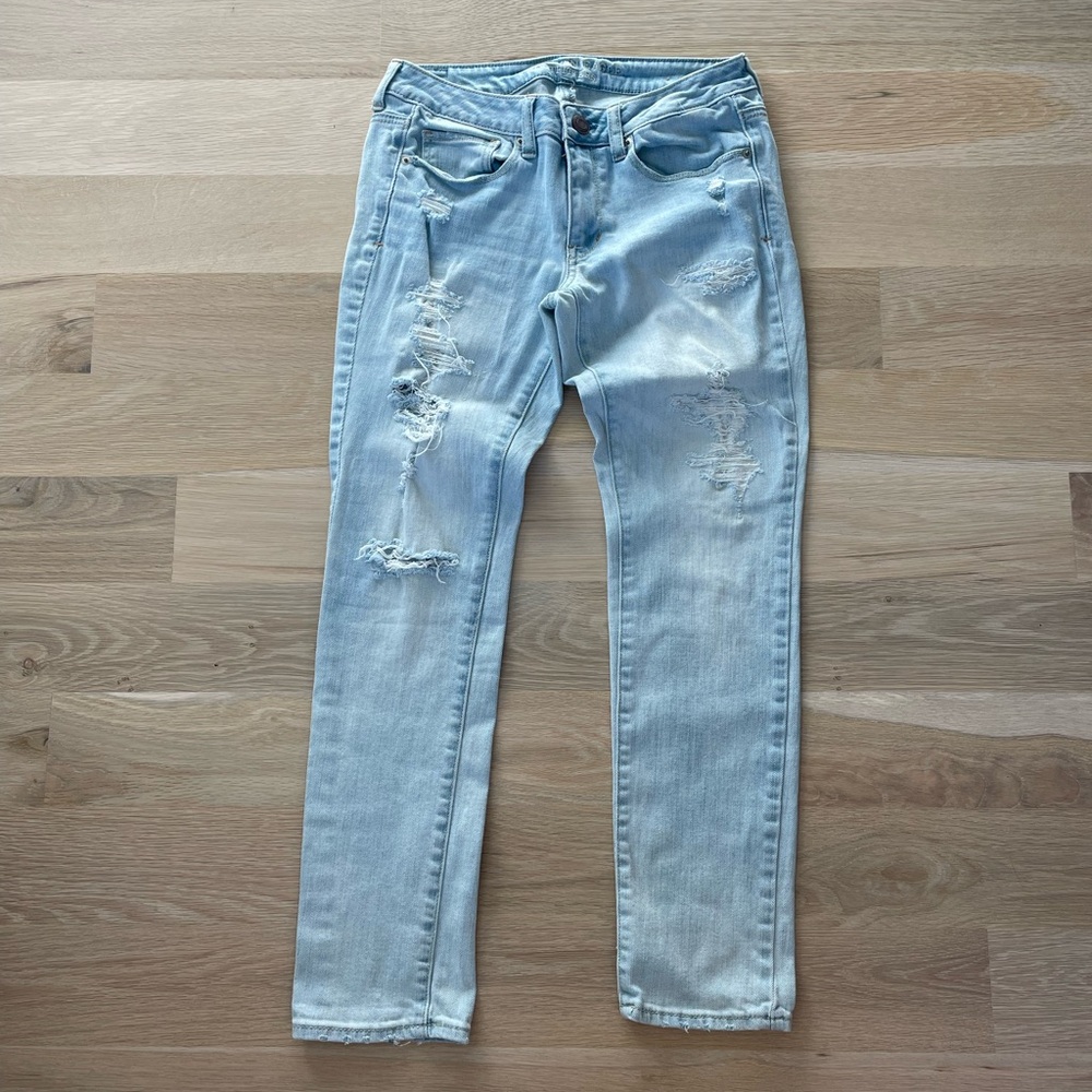 American Eagle Outfitters Light Blue Ripped Skinny Jeans - Picture 4 of 5